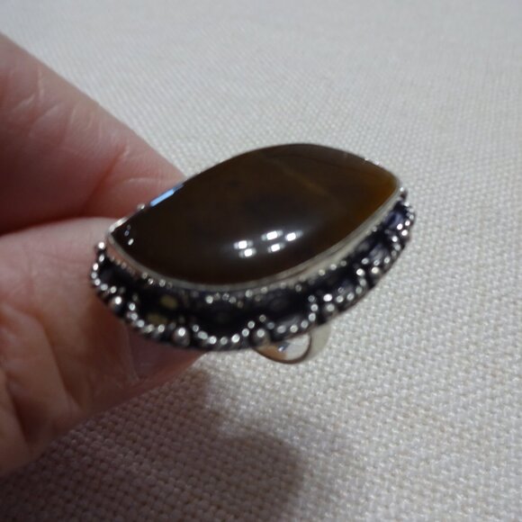 Natural MONTANA AGATE Handmade Sterling Ring Size 7 #869B - Picture 3 of 3